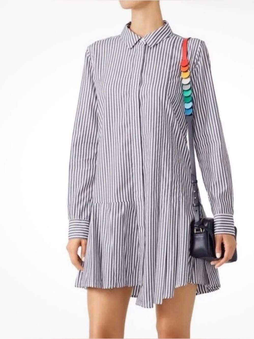 Equipment Black and White Striped Shirt Dress